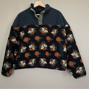 {PacSun} Butterfly Garden Half Snap Sherpa Fleece Sweatshirt - Womens Medium